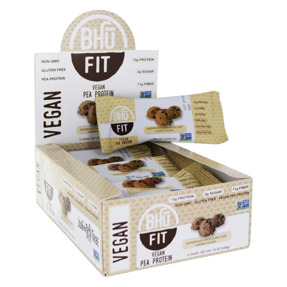 Comprar Proteína Vegan Ervilha Chip De Chocolate Superalimento + Massa De Biscoito - 12 Barras Bhu Fit