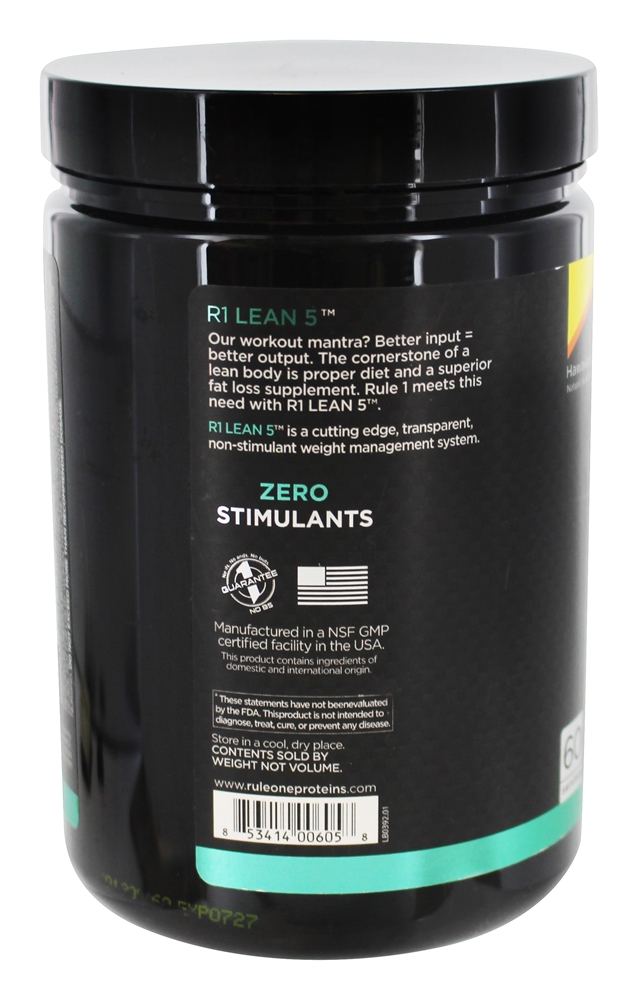Comprar R1 Lean 5 Gerenciamento de Peso Não-Estimulante 60 Porções de Explosão Havaiana - 336 Gramas Rule One Proteins - Imagem 3