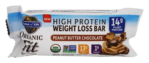 Comprar Organic Fit alta proteína peso perda barras de manteiga de amendoim Chocolate - 12 Barras Garden of Life - Imagem 4