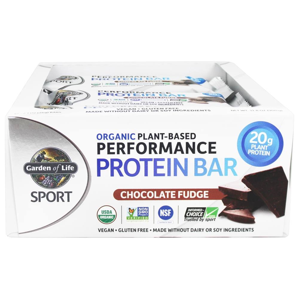 Comprar Esporte Proteínas de Proteínas de Desempenho Orgânico à Base de Plantas Fudge de Chocolate - 12 Barras Garden of Life