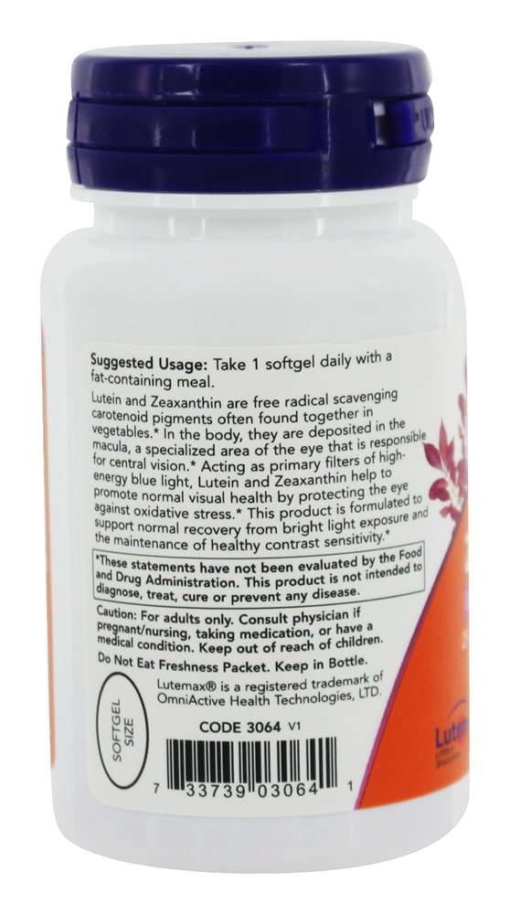 Comprar Luteína e Zeaxantina - 60 Softgels NOW Foods - Imagem 3