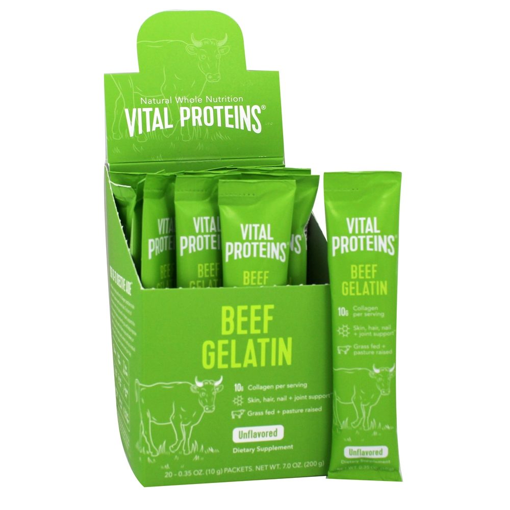 Comprar Pó de proteína de colágeno de gelatina de carne sem sabor - 20 Pacotes (s) Vital Proteins