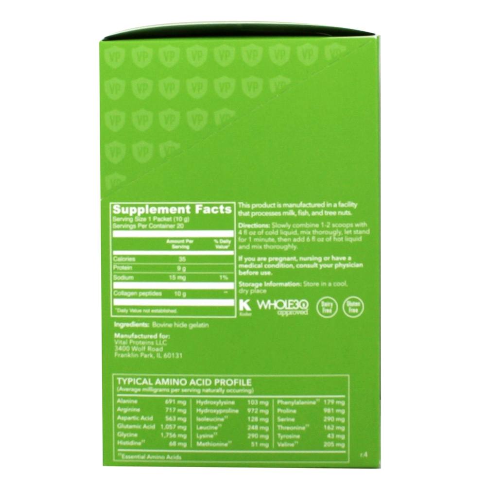 Comprar Pó de proteína de colágeno de gelatina de carne sem sabor - 20 Pacotes (s) Vital Proteins - Imagem 2