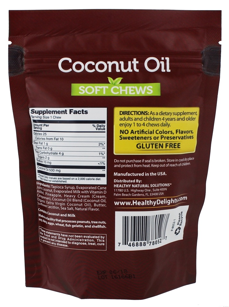 Comprar Balas Mastigáveis de Óleo de Coco Sem Glúten Sabor Caramelo - 30 mastigação suave Healthy Delights - Imagem 2
