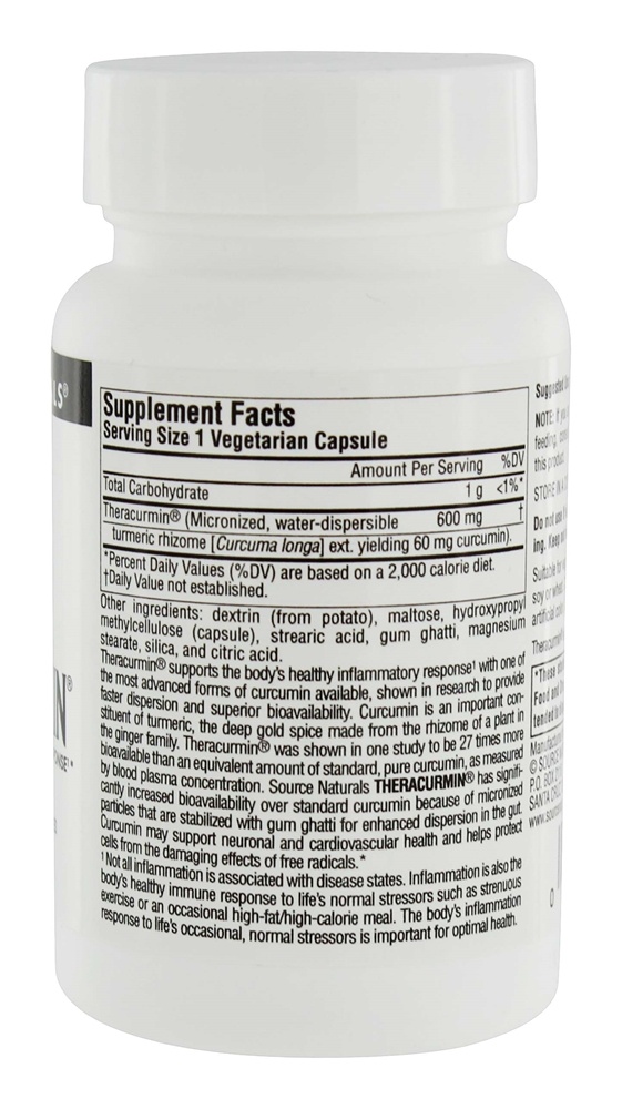 Comprar Resposta Inflamatória da Teracurmina 600 mg. - Cápsulas vegetarianas 30 Source Naturals - Imagem 2