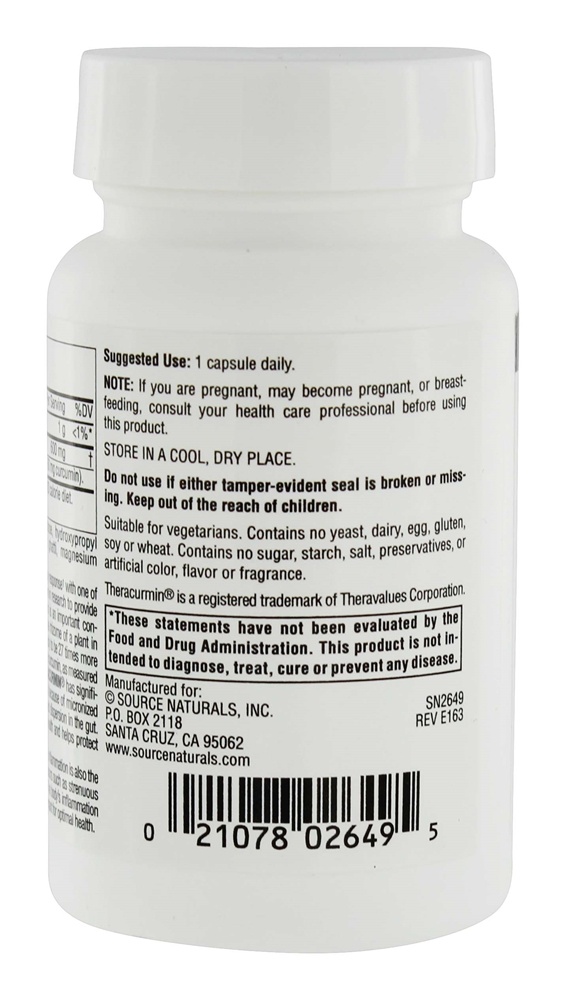 Comprar Resposta Inflamatória da Teracurmina 600 mg. - Cápsulas vegetarianas 30 Source Naturals - Imagem 3