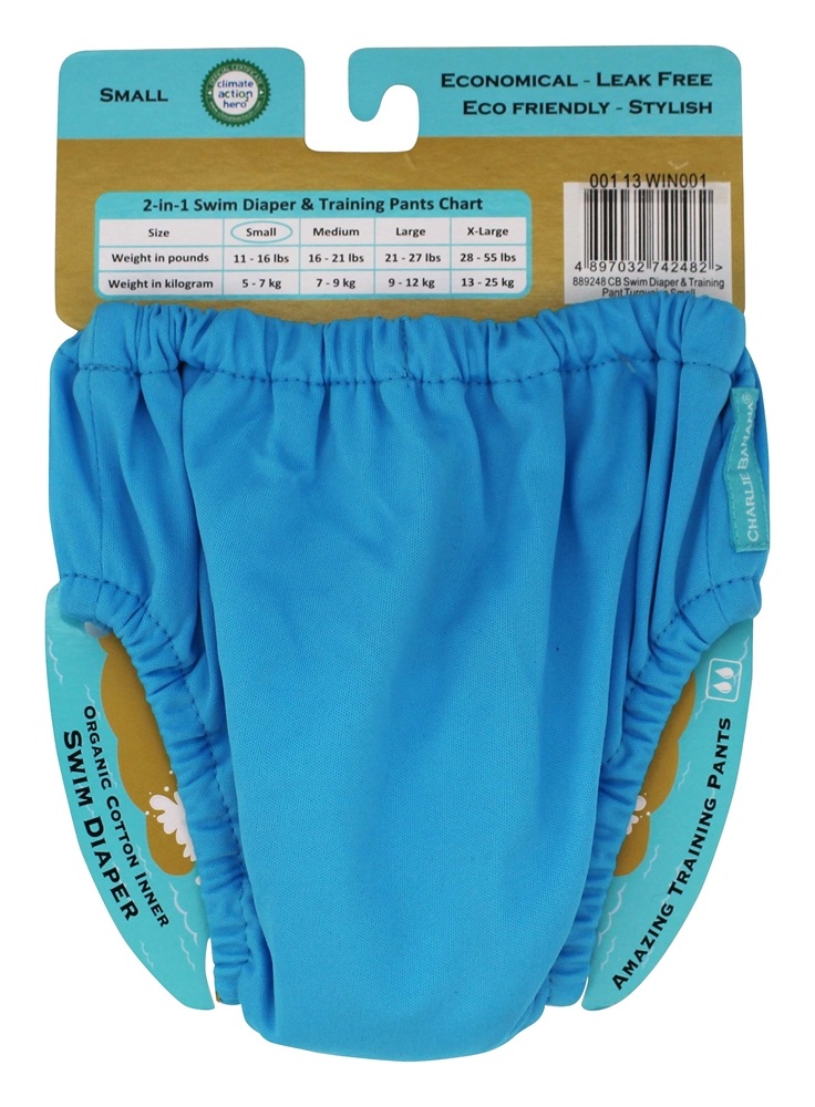 Comprar Calças de treinamento reutilizáveis para fraldas de natação turquesa pequena Charlie Banana - Imagem 2