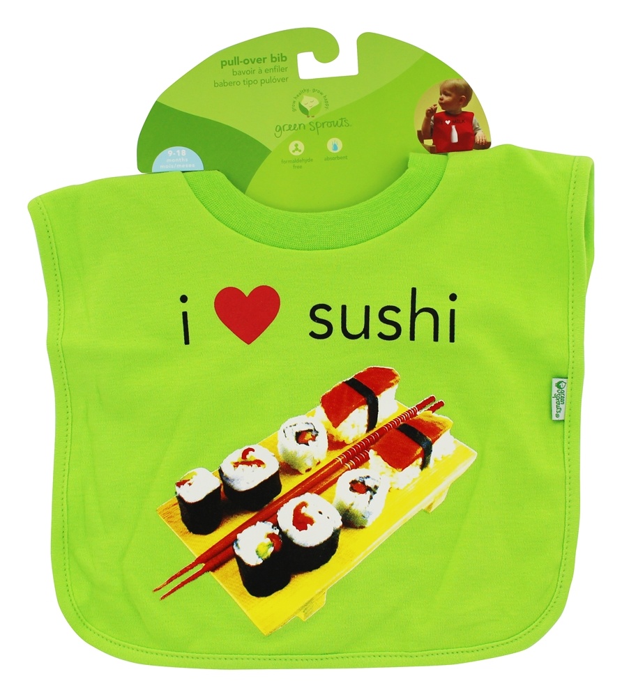 Comprar Babador Eu amo o sushi 9 - 18 meses verde Green Sprouts