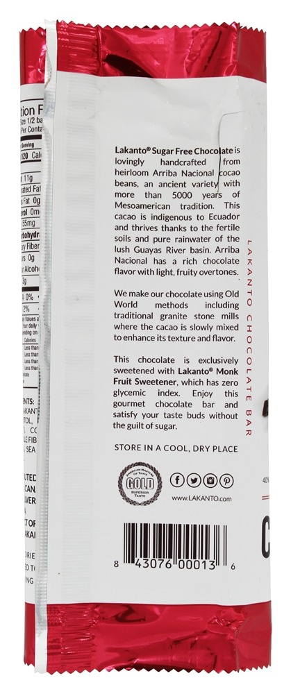 Comprar Monkfruit Adoçado Original De Barra De Chocolate - 3 oz. Lakanto - Imagem 3