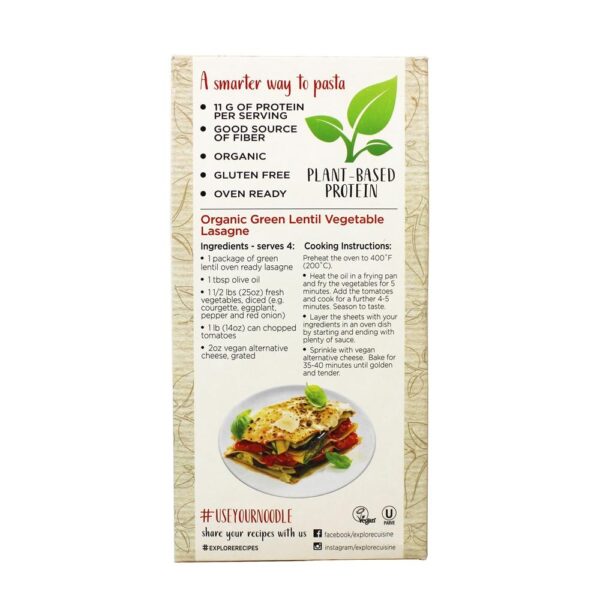 Comprar Pronto para lasanha de lentilha verde orgânica - 8 oz. Explore Cuisine - Imagem 4