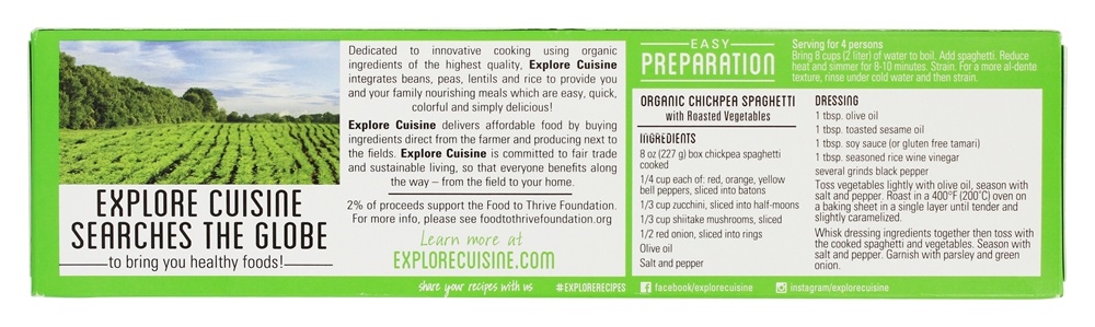 Comprar Espaguete de grão de bico orgânico - 8 oz. Explore Cuisine - Imagem 3