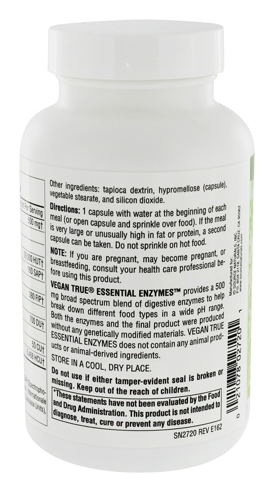 Comprar Vegan verdadeira Non-GMO enzimas essenciais 500 mg. - Cápsulas 180 Source Naturals - Imagem 3