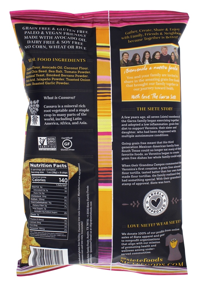 Comprar Chips de Tortilha sem Grão Nacho - 5 oz. Siete - Imagem 2