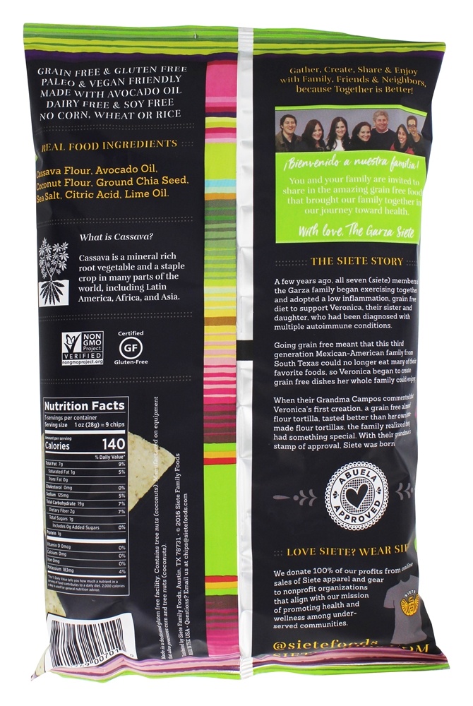Comprar Chips de tortilha grátis sem grão - 5 oz. Siete - Imagem 2