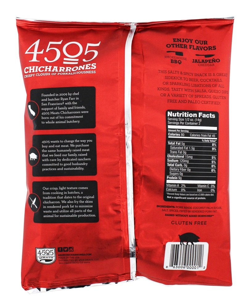 Comprar Chicharron Frito Carne de porco Rinds Clássico Pimenta & Sal - 1 oz. 4505 Meats - Imagem 2