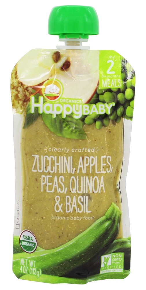 Comprar Bebê Feliz Orgânico Estágio Claramente Preparado 2 Comida Para Bebê 6 + Meses Abobrinha, Maçãs, Ervilhas, Quinoa E Manjericão - 4 oz. Happy Family