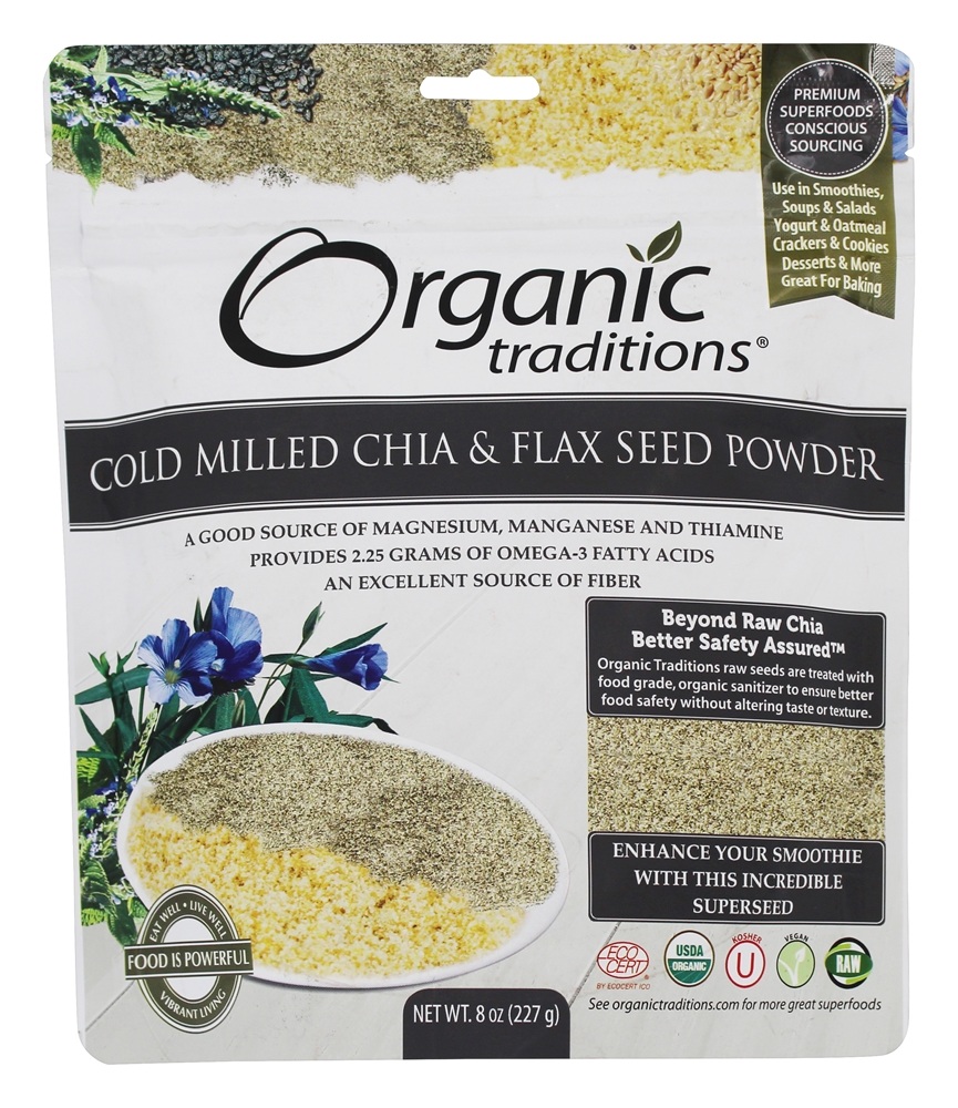 Comprar Pó de sementes de Chia e sementes de linho - 8 oz. Organic Traditions