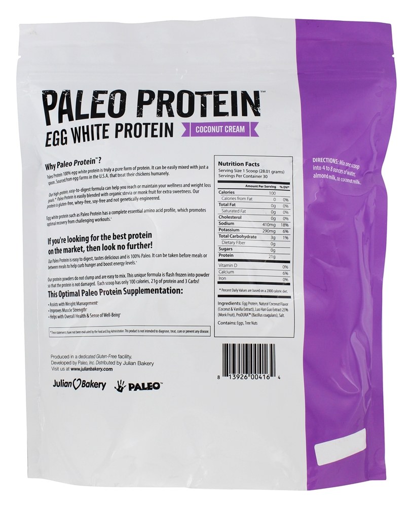 Comprar Proteína Paleo Clara De Ovo Creme De Coco De Proteína - 1.85 lbs. Julian Bakery - Imagem 2