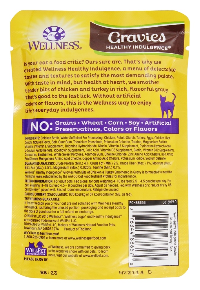 Comprar Grão Livre Gravies Saudável Indulgência Adulto Gato Comida Frango & Peru Sufocada em Molho de carne - 3 oz. Wellness Pet - Imagem 2