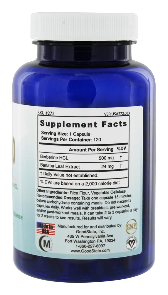 Comprar Glyco-X 500 com Berberina HCL de Potência Extra 500 mg. - Cápsulas vegetarianas 120 Good State - Imagem 2