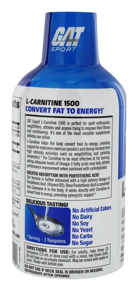 Comprar Essenciais de Aminoácidos Líquidos de L-Carnitina Framboesa Azul 1500 mg. - 16 fl. oz. GAT - Imagem 3