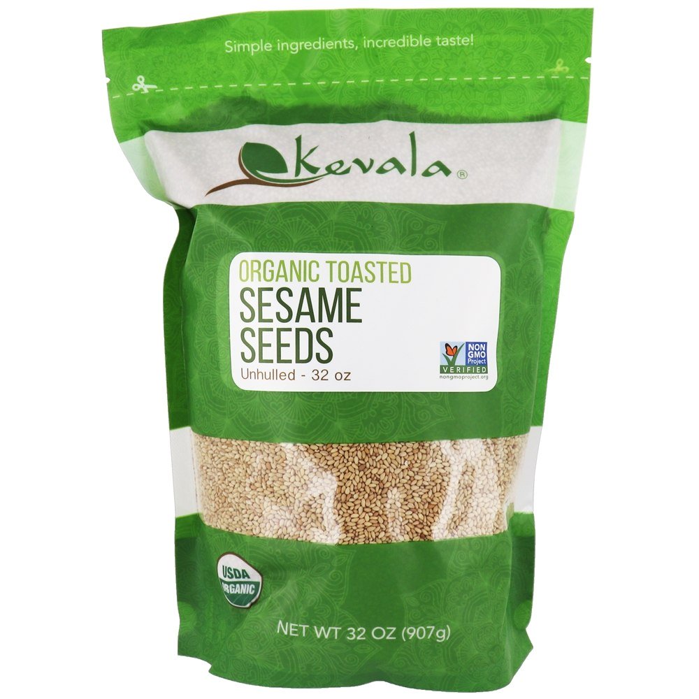 Comprar Sementes de Gergelim Torrado Orgânico Unhulled - 32 oz. Kevala