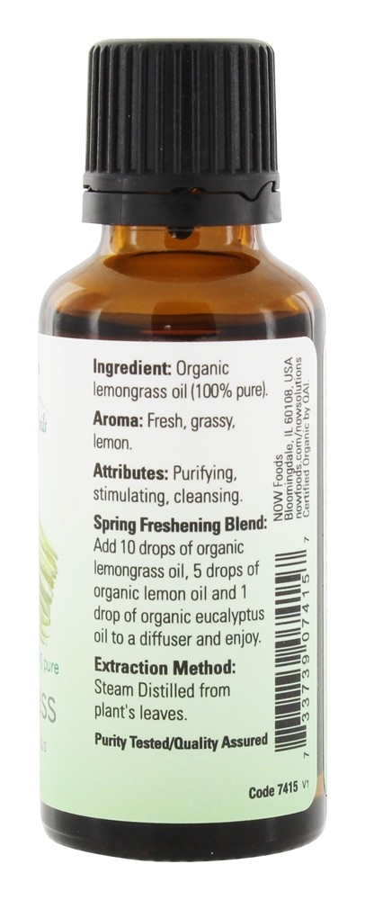 Comprar 100 % Pure e óleo essencial orgânico Lemongrass - 1 fl. oz. NOW Foods - Imagem 2