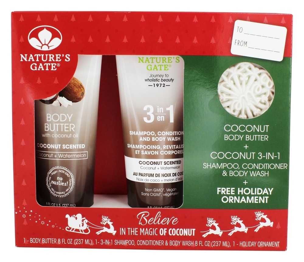 Comprar Coco Férias Dom Conjunto Corpo Manteiga + 3-em-1 Xampu, Condicionador & Corpo Lavar - Conjunto de presentes Nature's Gate