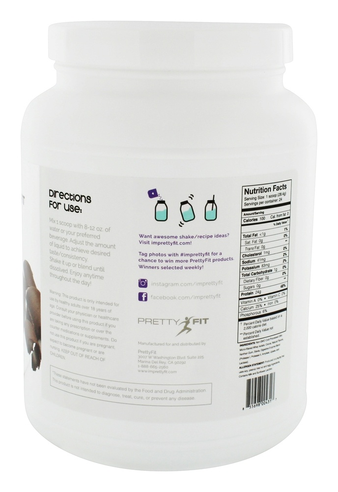 Comprar 100% Todos Natural Soro de leite coalhado Proteína Pó Natural Chocolate - 1.5 lbs. PrettyFit - Imagem 2