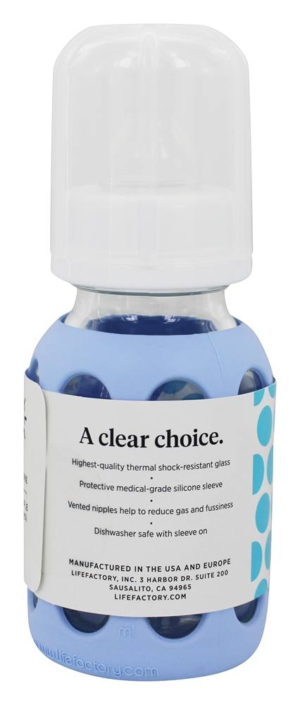 Comprar Frasco De Bebê De Vidro Com Manta De Manga De Silicone Azul - 4 oz. Lifefactory - Imagem 2