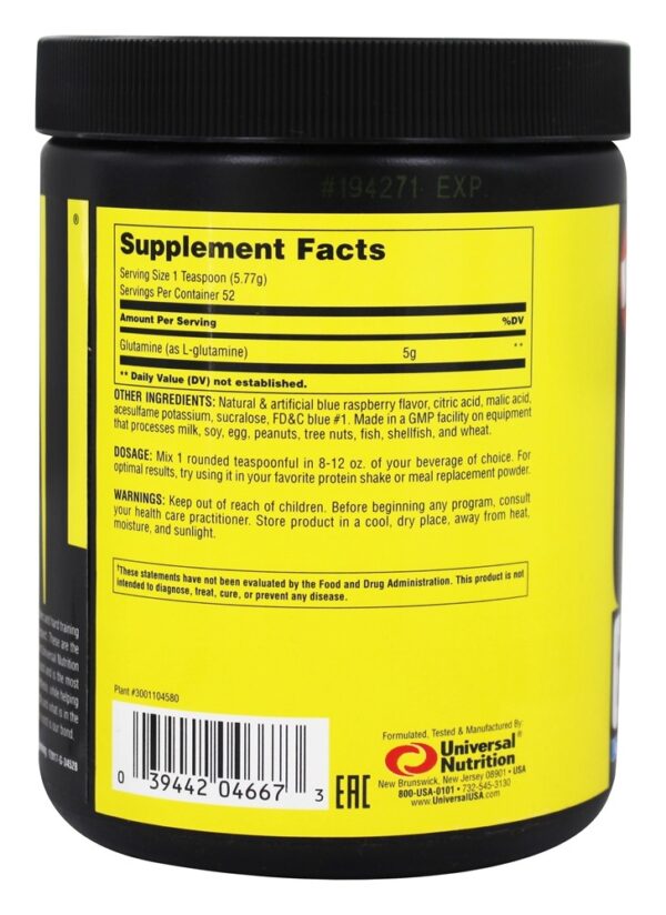 Comprar Glutamina Pó Azul Framboesa - 300 Gramas Universal Nutrition - Imagem 4