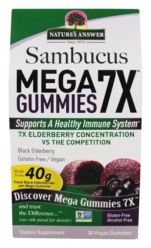 Comprar Sambucus Mega Gummies 7X Fruta de Sabugueiro - 30 Gummies Nature's Answer
