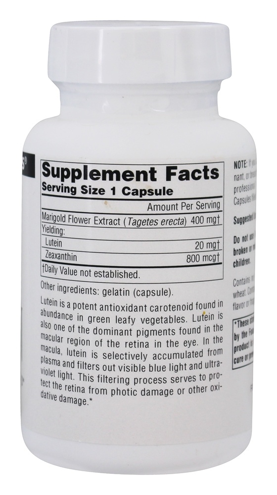 Comprar Carotenóide Antioxidante da Luteína 20 mg. - Cápsulas 60 Source Naturals - Imagem 2