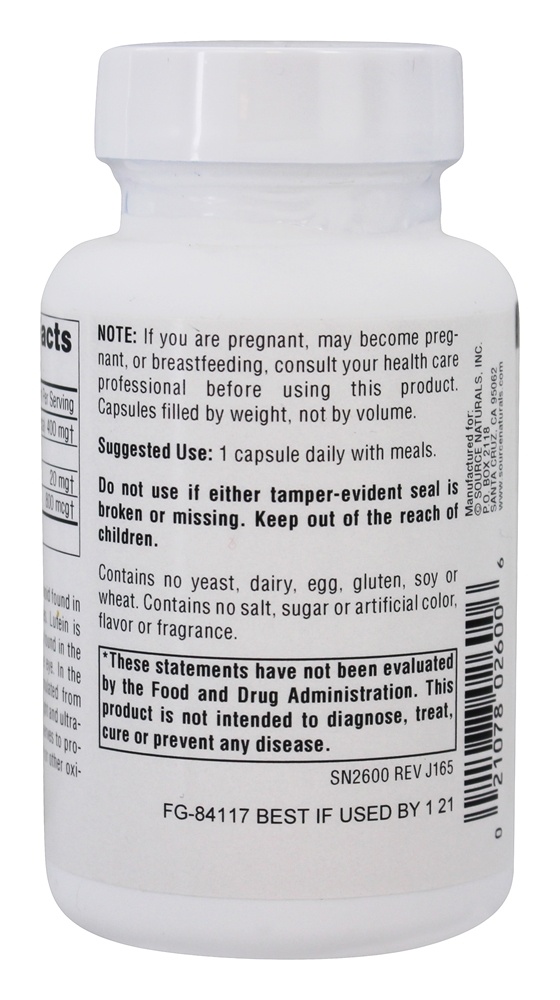 Comprar Carotenóide Antioxidante da Luteína 20 mg. - Cápsulas 60 Source Naturals - Imagem 3