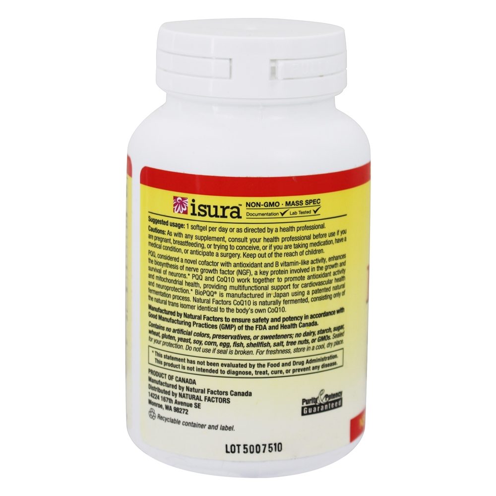 Comprar PQQ-10 Fórmula de Ação Neuroprotetora PQQ 20mg / CoQ10 200mg - 60 Softgels Natural Factors - Imagem 3