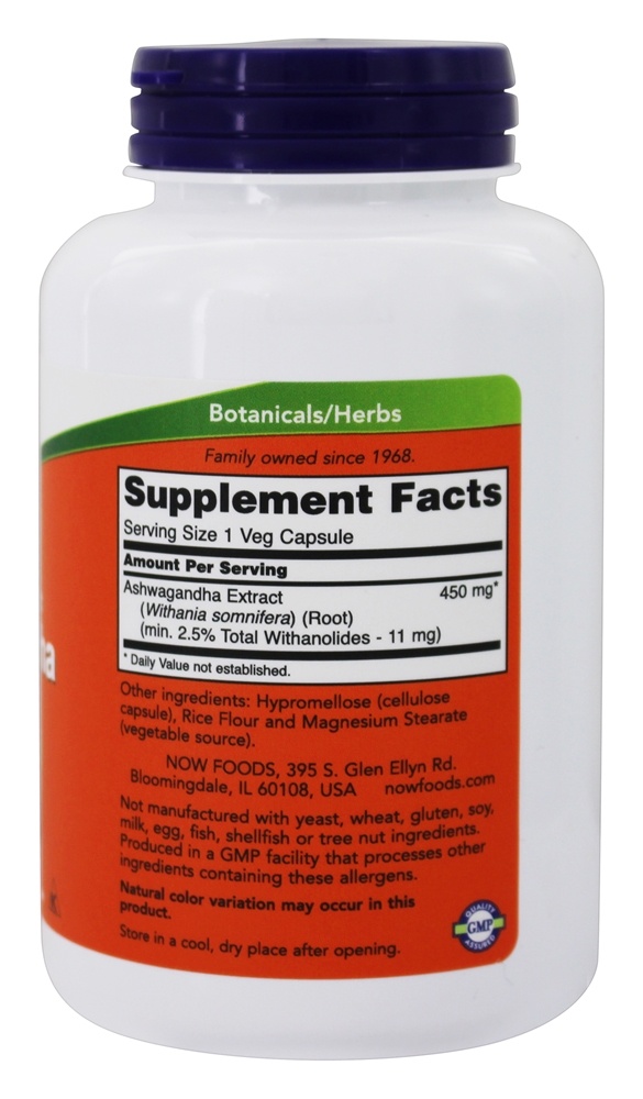 Comprar Ashwagandha Extrato Padronizado 450 mg. - 180 Cápsula (s) vegetal (s) NOW Foods - Imagem 2
