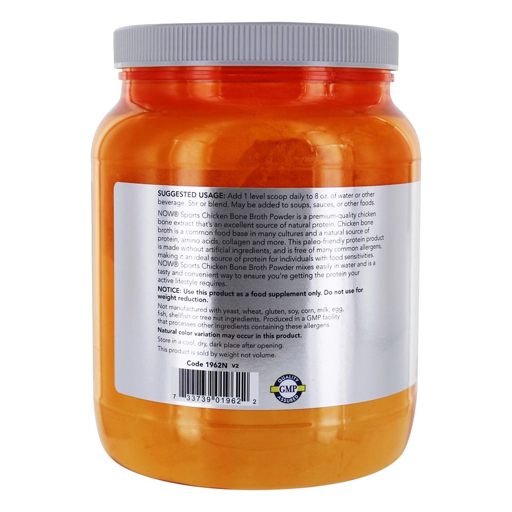 Comprar Agora esportes proteína de caldo de osso de galinha em pó - 1.2 lbs. NOW Foods - Imagem 3