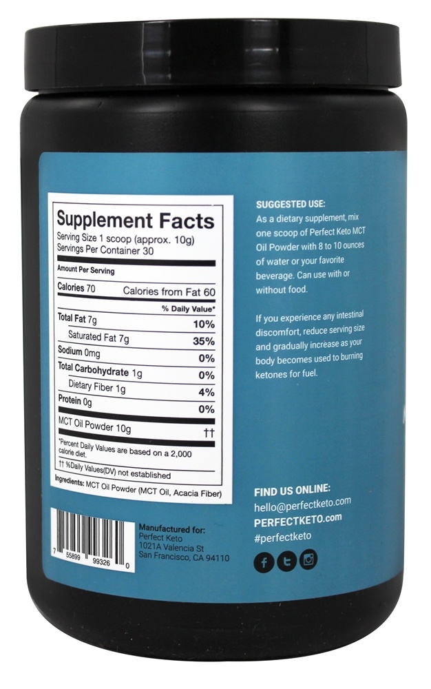 Comprar Suplemento de triglicerídeo de cadeia média de pó de óleo MCT - 10.6 oz. Perfect Keto - Imagem 3