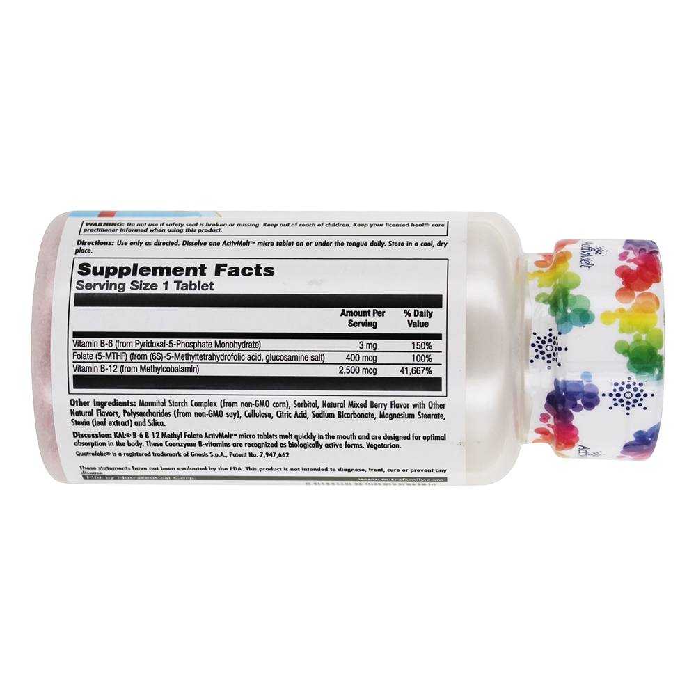 Comprar Vitamina B6 e B12 Metil Folato Baga Mista - 60 Micro Tablets Kal - Imagem 2