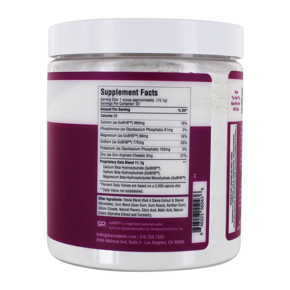 Comprar Cetonas exógenas com eletrólitos em pó de limão e limão - 10.65 oz. Kiss My Keto - Imagem 2