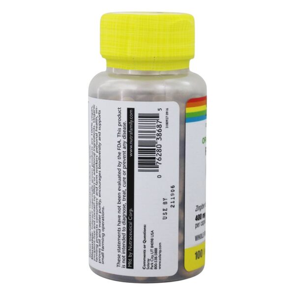 Comprar Fermentado gengibre inteiro Raiz orgânica crescido 400 mg. - 100 Cápsula (s) vegetal (s) Solaray - Imagem 4