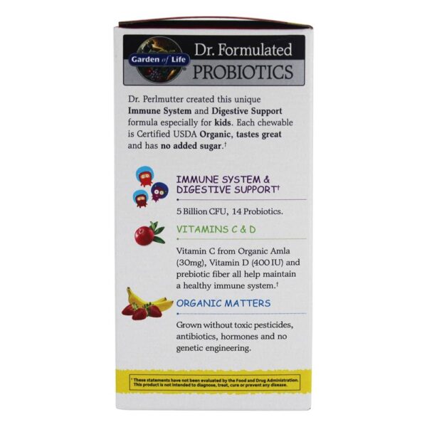 Comprar Dr. Formulado Probióticos Orgânicos para Crianças com Vitaminas C & D Banana Estável com Banana 5 Bilhões de UFC - 30 Mastigáveis Garden of Life - Imagem 4
