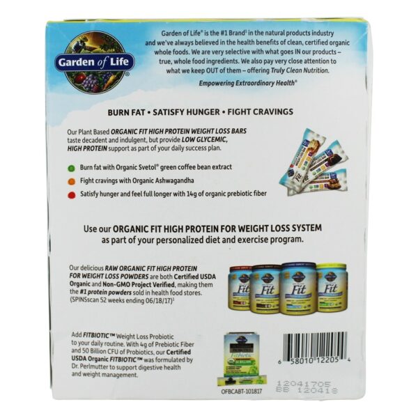 Comprar Orgânico Caber Alto Proteína Peso Perda Barras Chocolate Amêndoa Bolo de chocolate - 12 Barras Garden of Life - Imagem 5