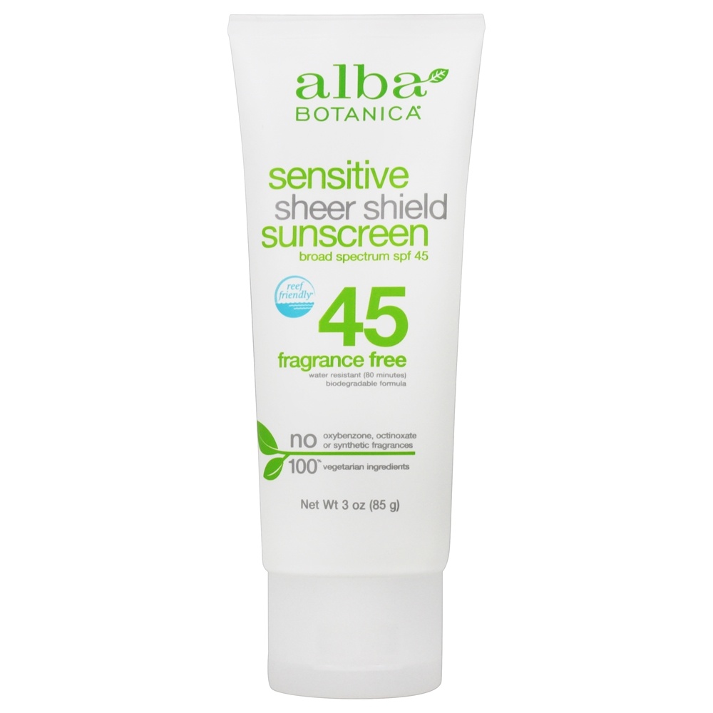 Comprar Sensitive Sheer Shield Sunscreen Sem Fragrância 45 SPF - 3 oz. Alba Botanica