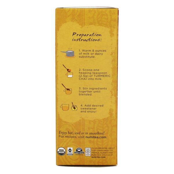 Comprar Mistura solta de café com leite dourado Caffeine Free Turmeric Chai - 2.12 oz. Numi Organic - Imagem 4