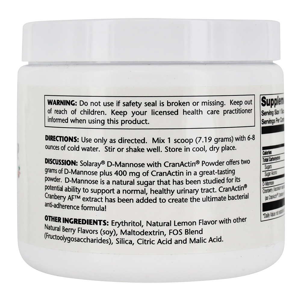 Comprar D-Manose Pó com Cranactin Urinário Trato Saúde Limão Baga 2000 mg. - 7.6 oz. Solaray - Imagem 2