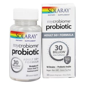 Comprar Mycrobiome Probiótico + Inibiótico Prebiótico Adulto 50 + Fórmula 30 Bilhões de UFC - Cápsulas vegetarianas 30 Solaray