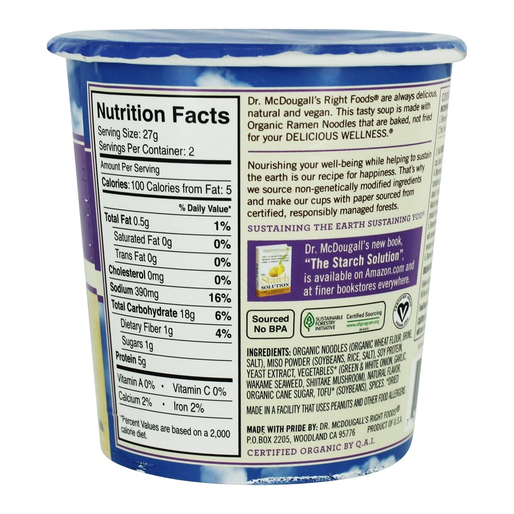 Comprar Vegan Ramen Macarrão Sopa Miso - 1.9 oz. Dr. McDougall's - Imagem 2