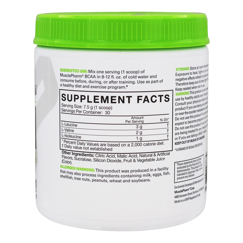 Comprar BCAA Fundamentos Otimizado Ramificou-Cadeia Amino ácidos Pó 30 Porções Azul Framboesa - 225 Gramas Muscle Pharm - Imagem 2