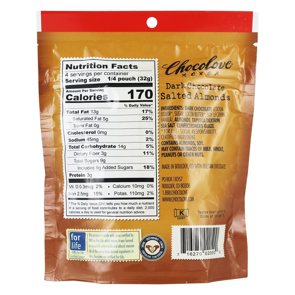 Comprar 55 Amêndoas com Chocolate Amargo com Cacau - 4.5 oz. Chocolove - Imagem 2